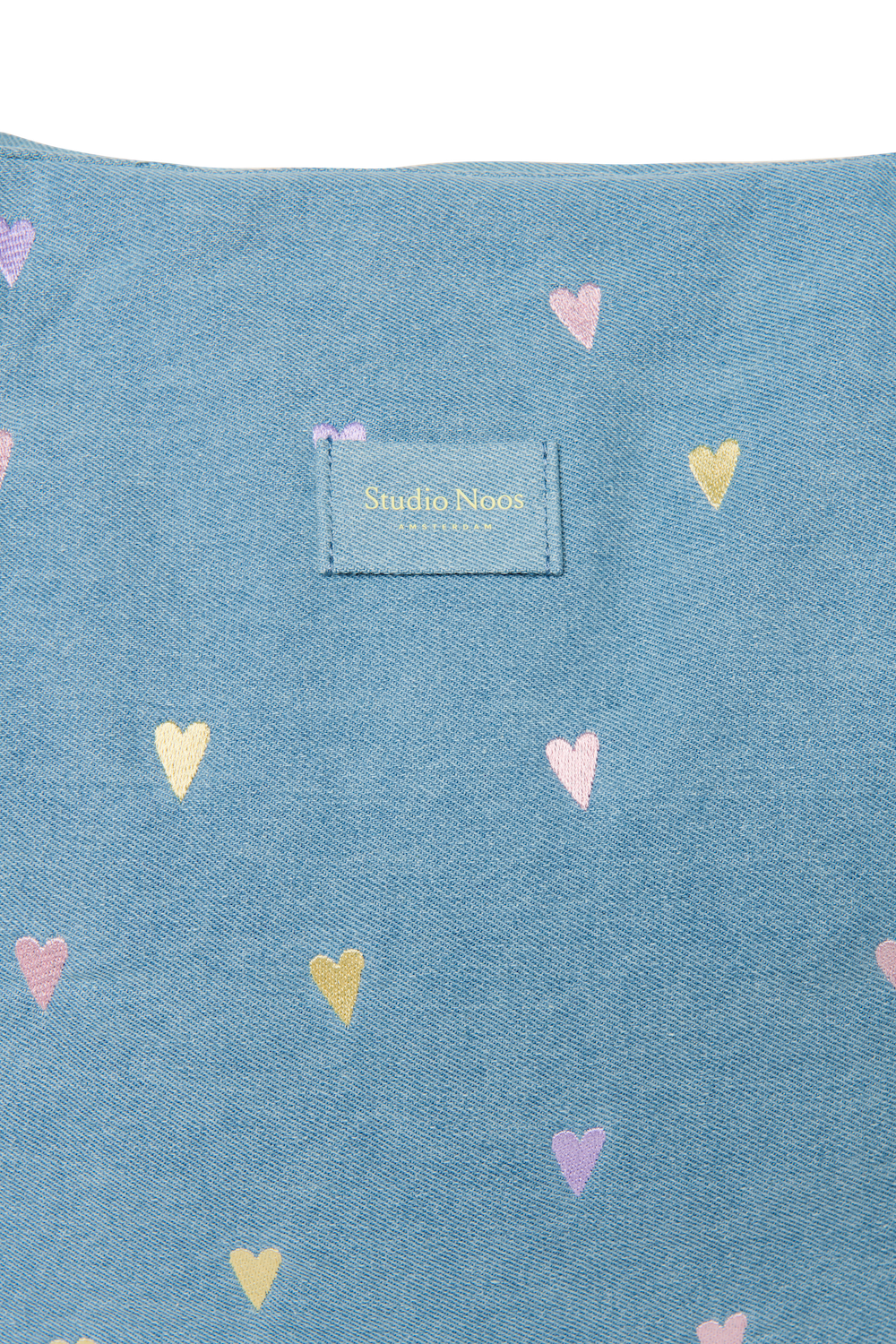 Denim Mom Bag | Lichtblauwe hartjes