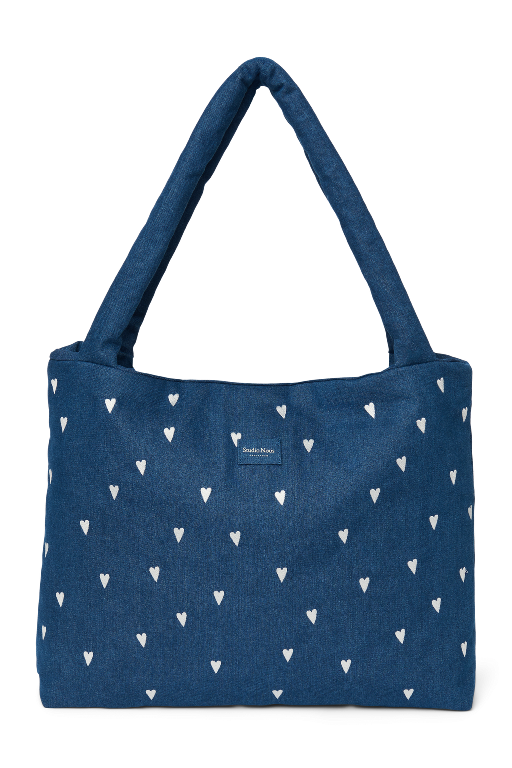 Denim Mom Bag | Donkerblauw Witte Hartjes