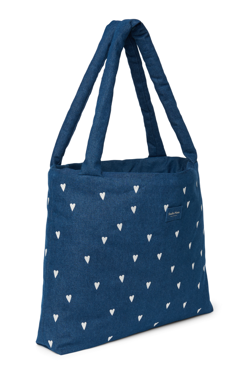 Denim Mom Bag | Donkerblauw Witte Hartjes