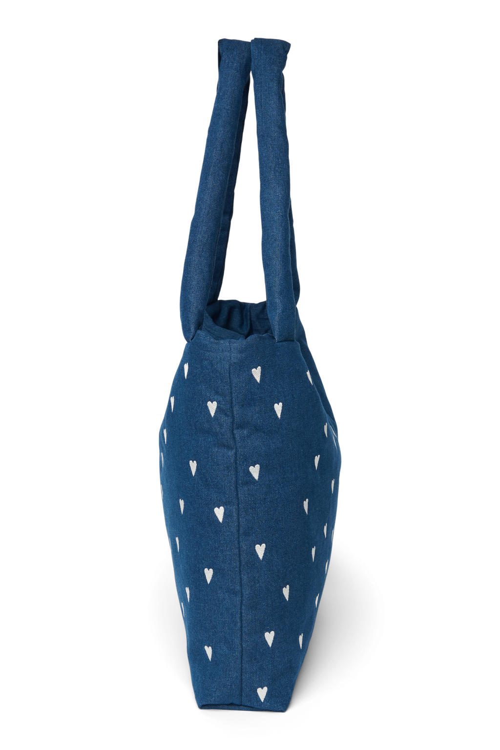 Denim Mom Bag | Donkerblauw Witte Hartjes