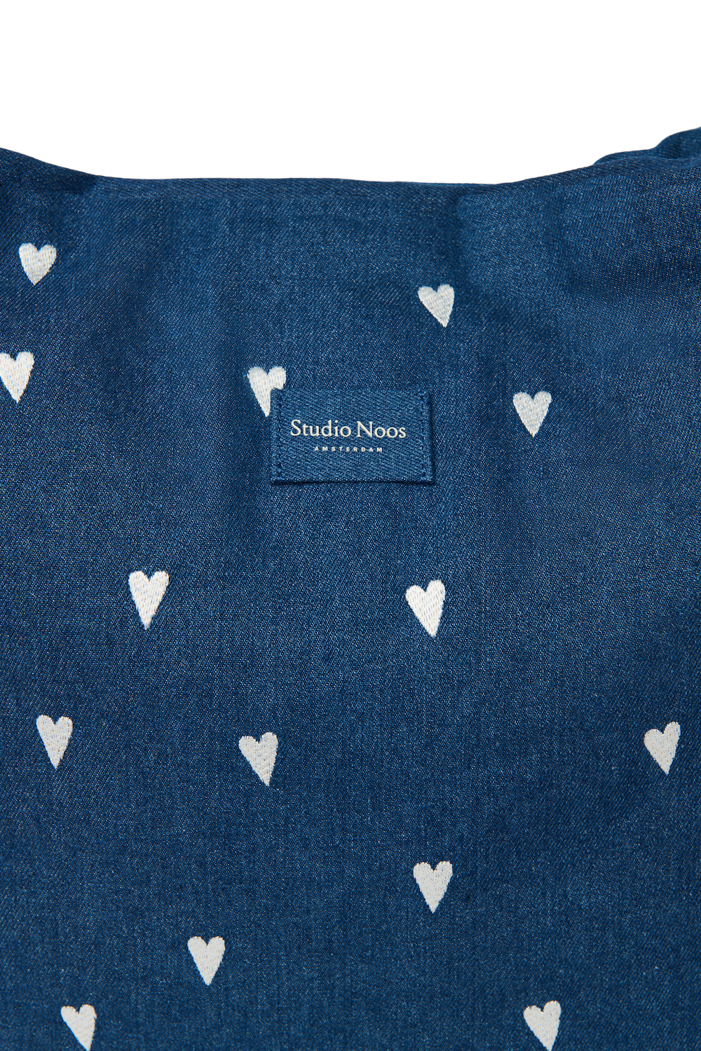 Denim Mom Bag | Donkerblauw Witte Hartjes