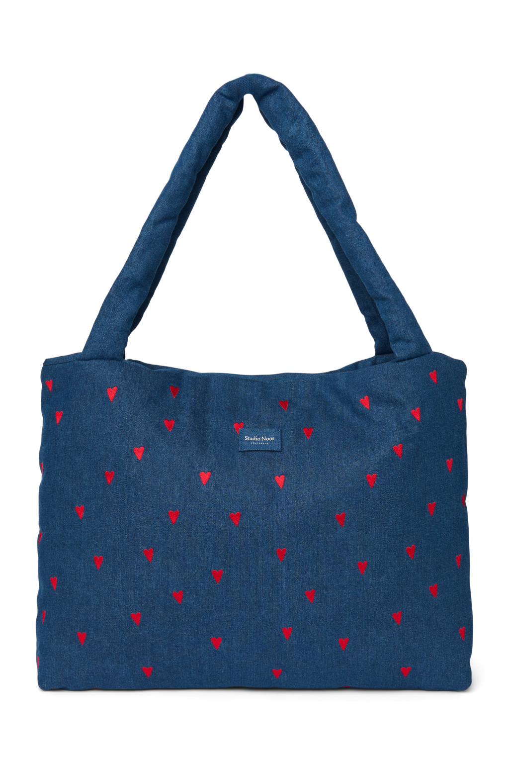 Denim Mom Bag | Donkerblauwe Rode Hartjes