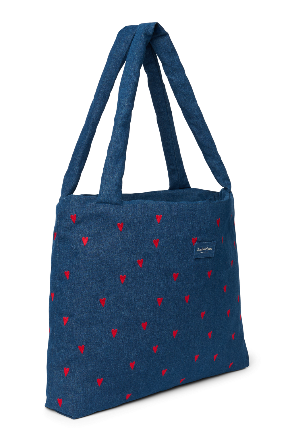 Denim Mom Bag | Donkerblauwe Rode Hartjes