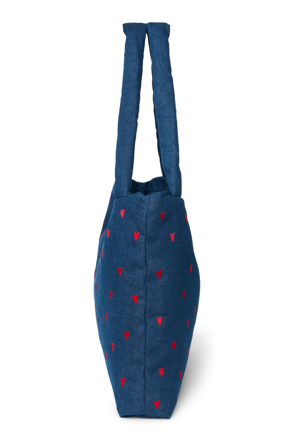 Denim Mom Bag | Donkerblauwe Rode Hartjes