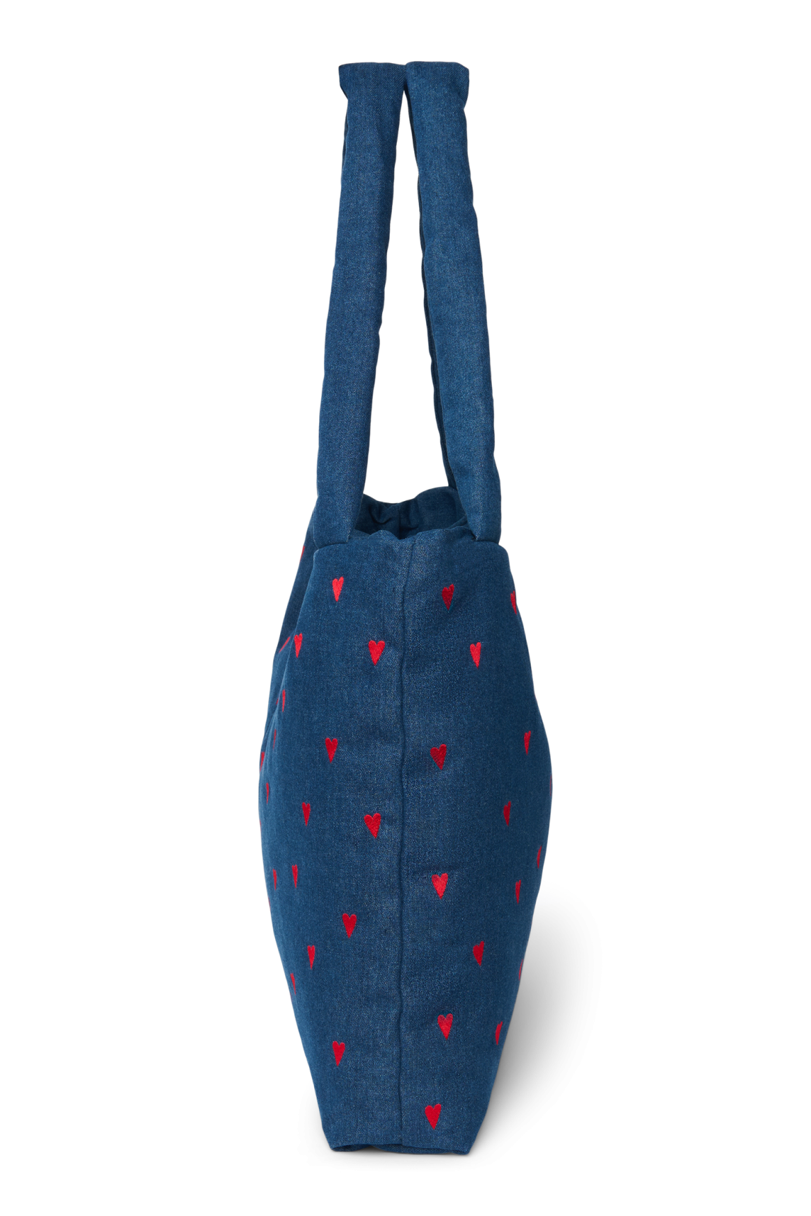 Denim Mom Bag | Donkerblauwe Rode Hartjes