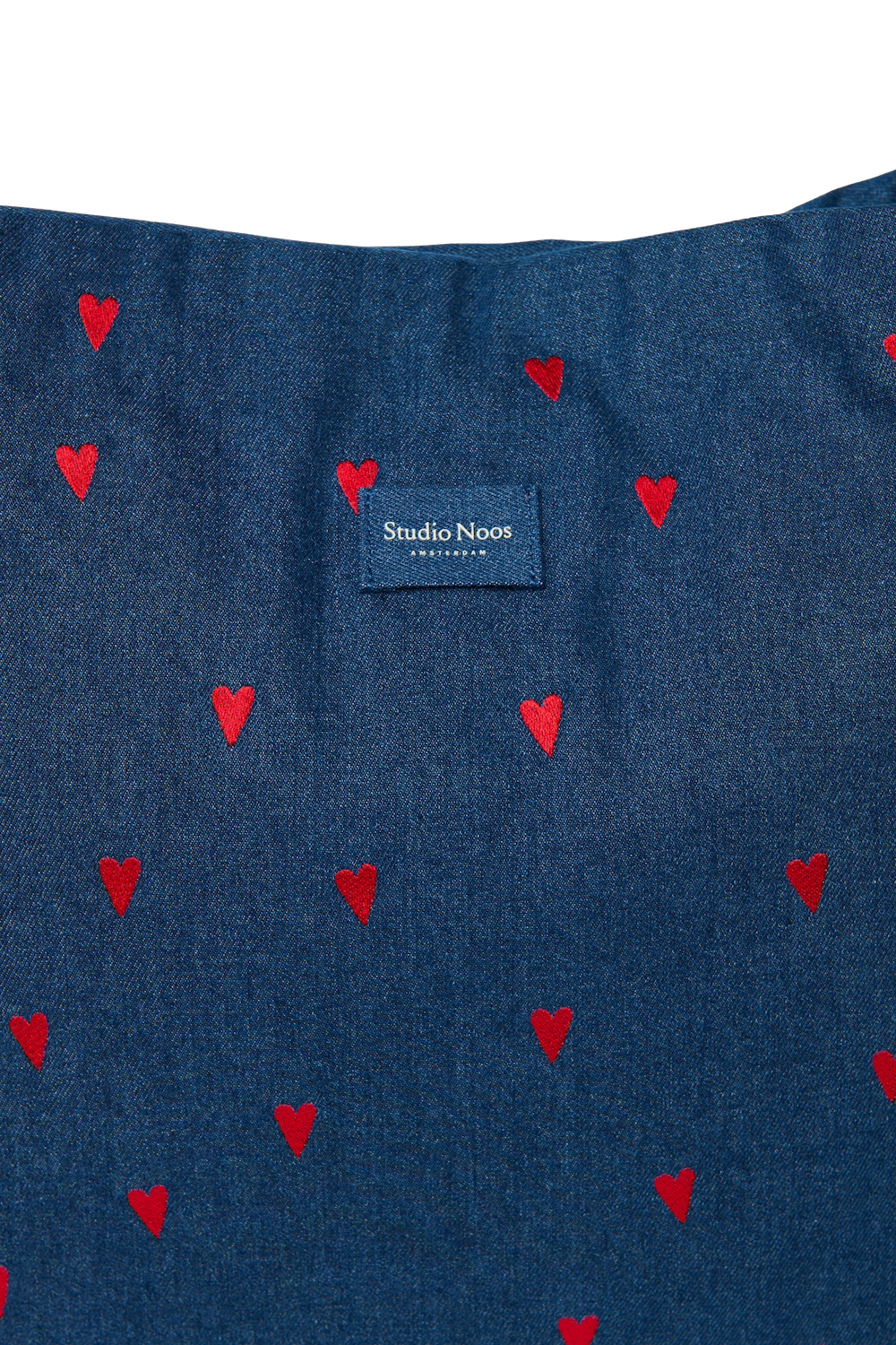 Denim Mom Bag | Donkerblauwe Rode Hartjes