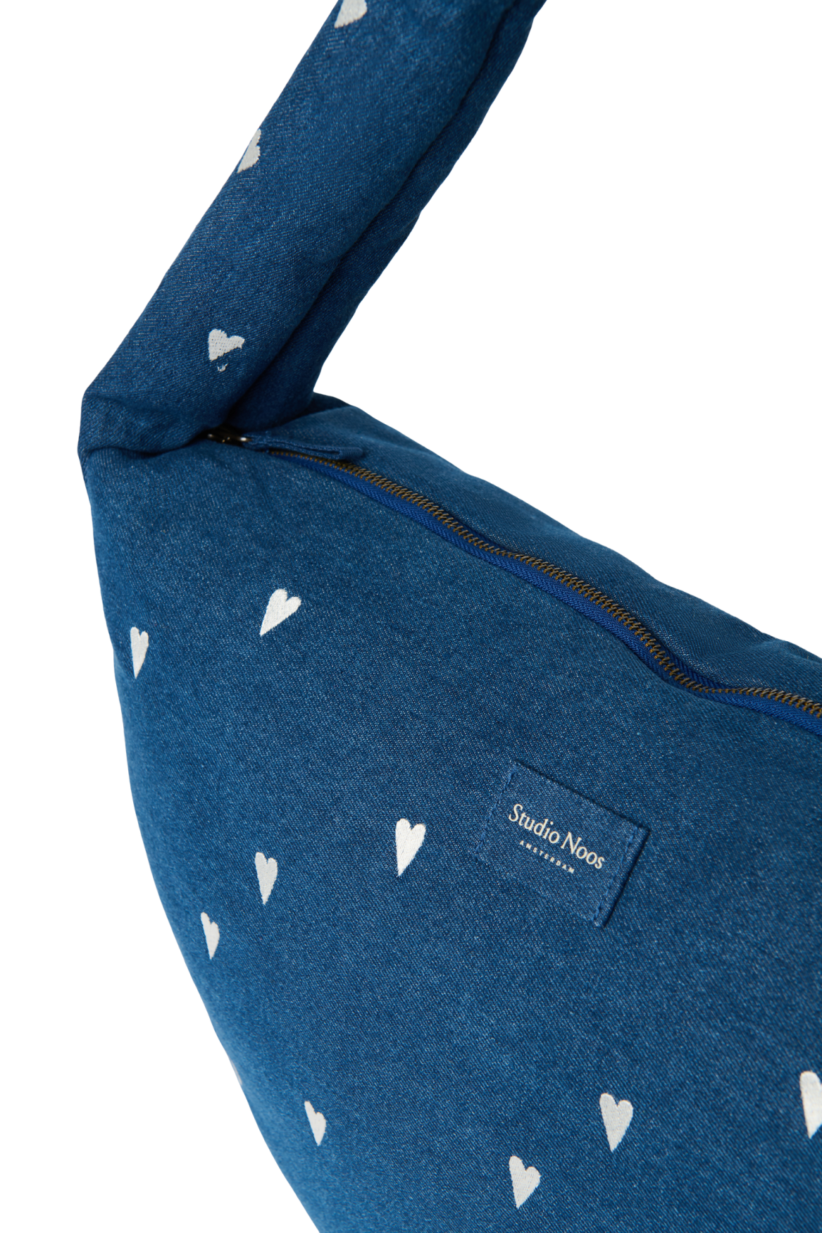 Jeans-Umhängetasche | Dunkelblau Weiße Herzen