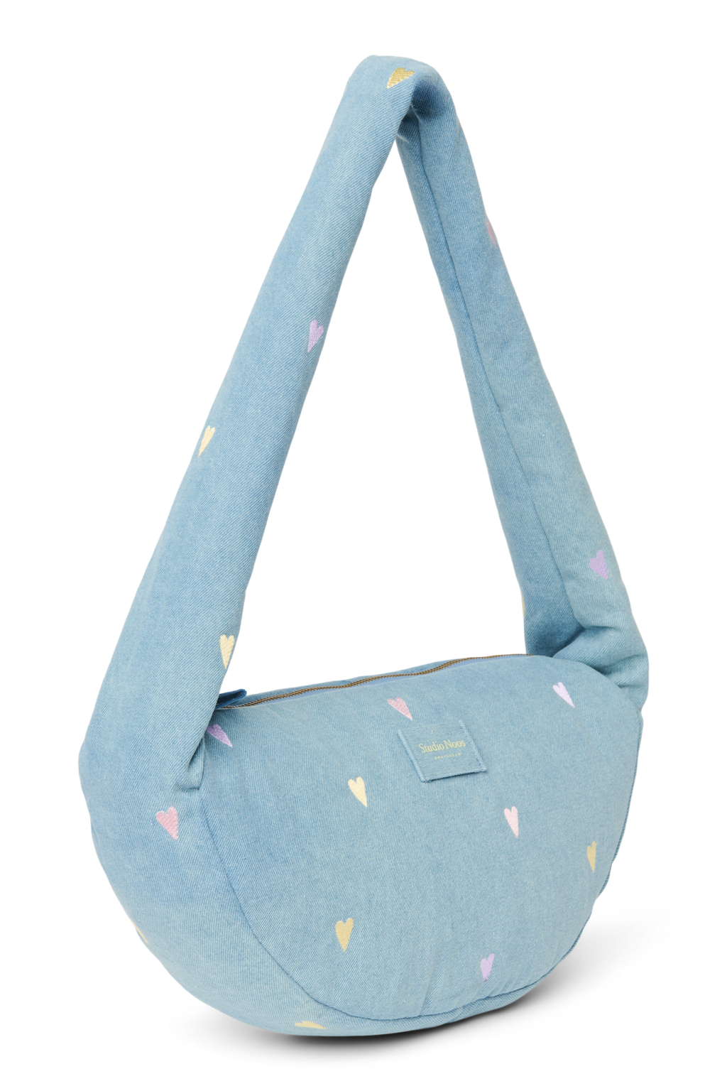 Jeans Mini-Umhängetasche | Hellblaue Herzen