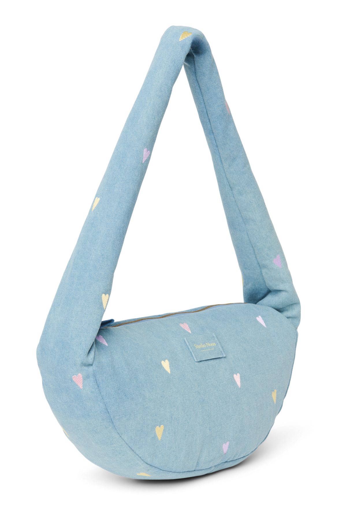Jeans Mini-Umhängetasche | Hellblaue Herzen