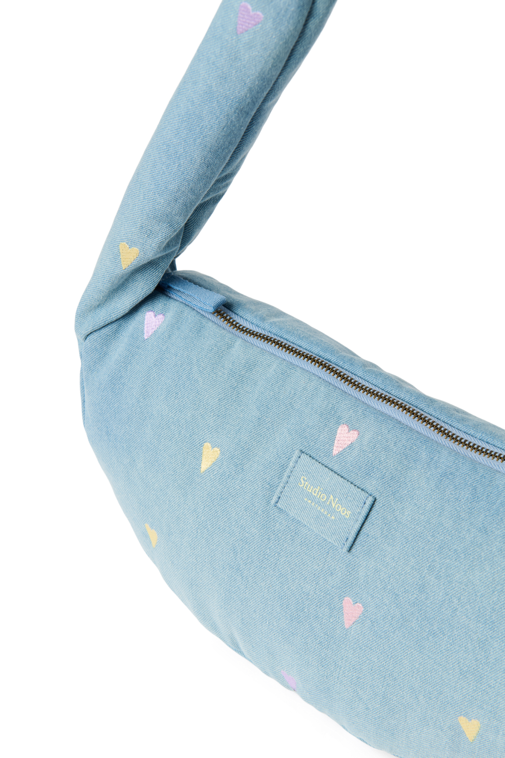 Jeans Mini-Umhängetasche | Hellblaue Herzen