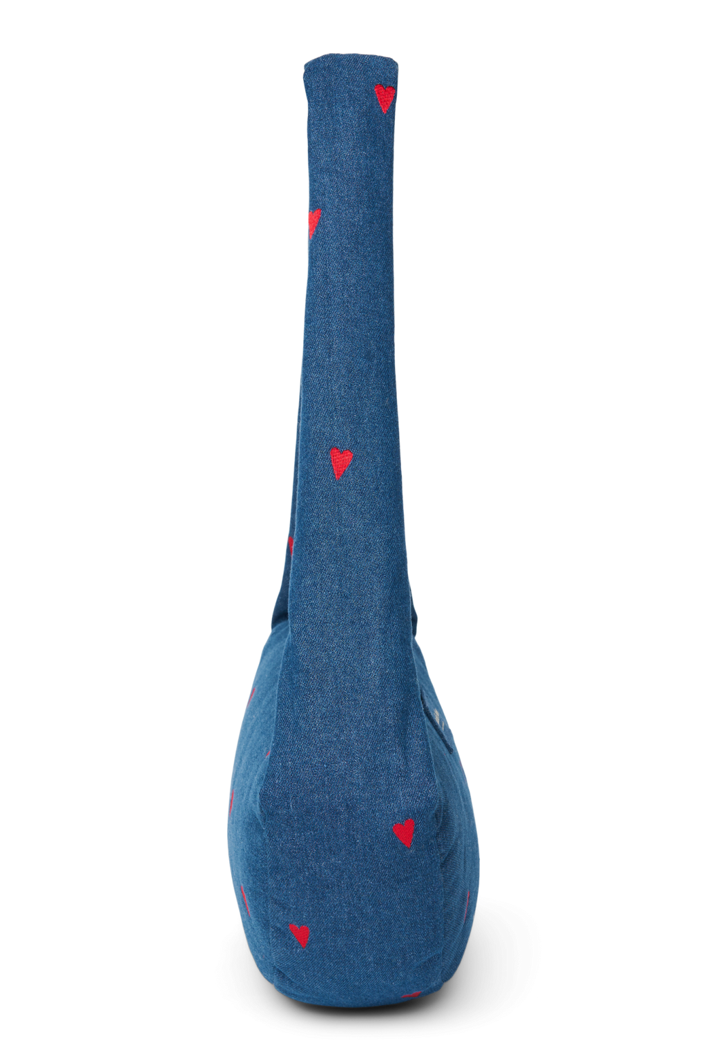 Denim Mini-Umhängetasche | Dunkelblau Rote Herzen