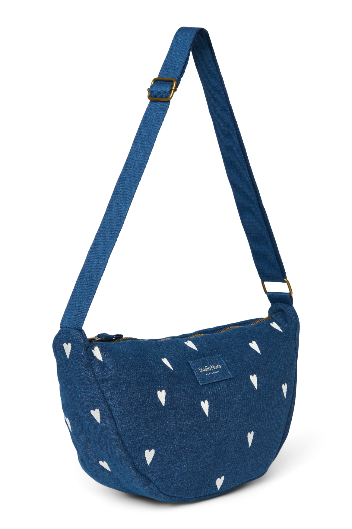 Denim heuptas voor volwassenen | Donkerblauw met witte hartjes