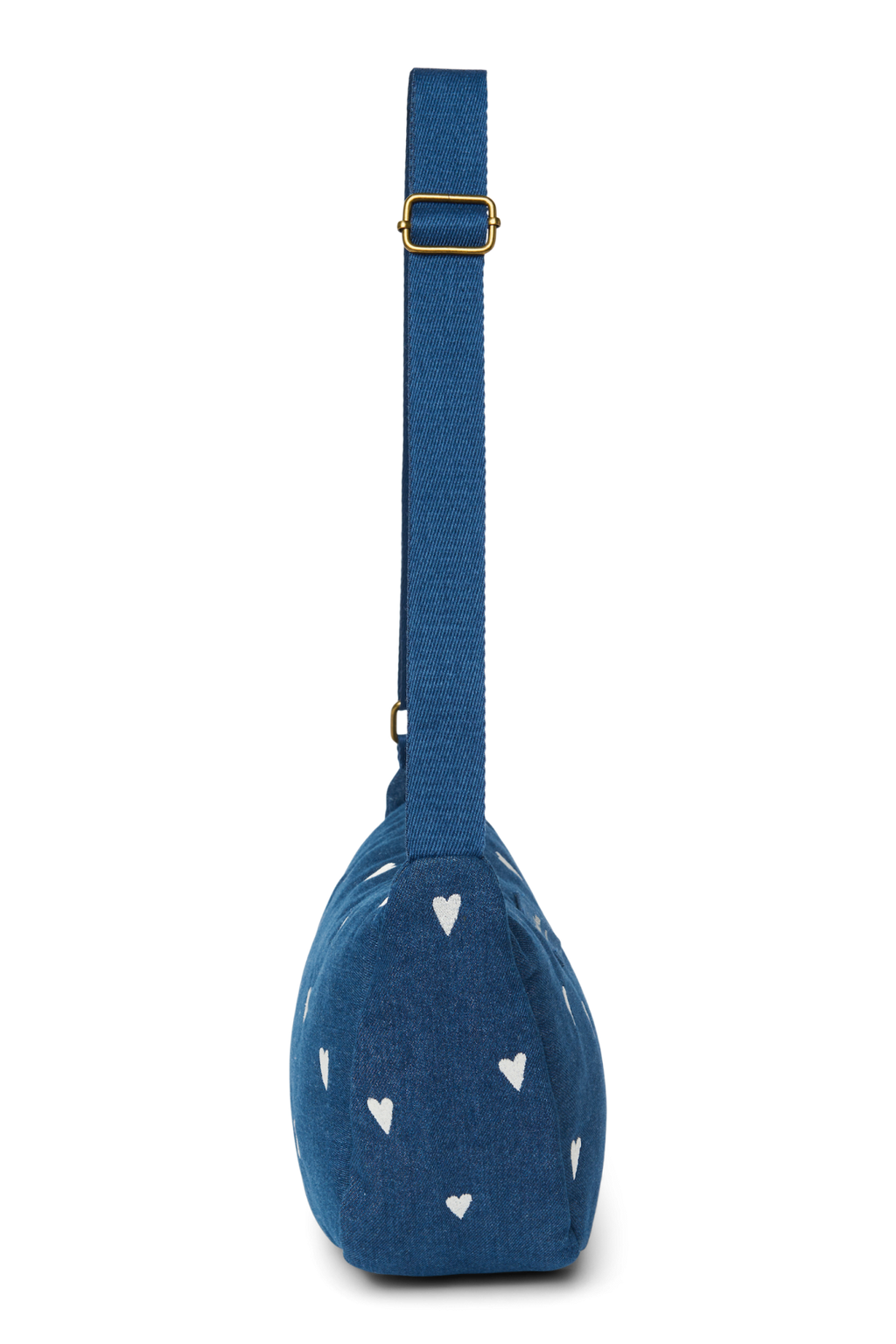 Denim heuptas voor volwassenen | Donkerblauw met witte hartjes