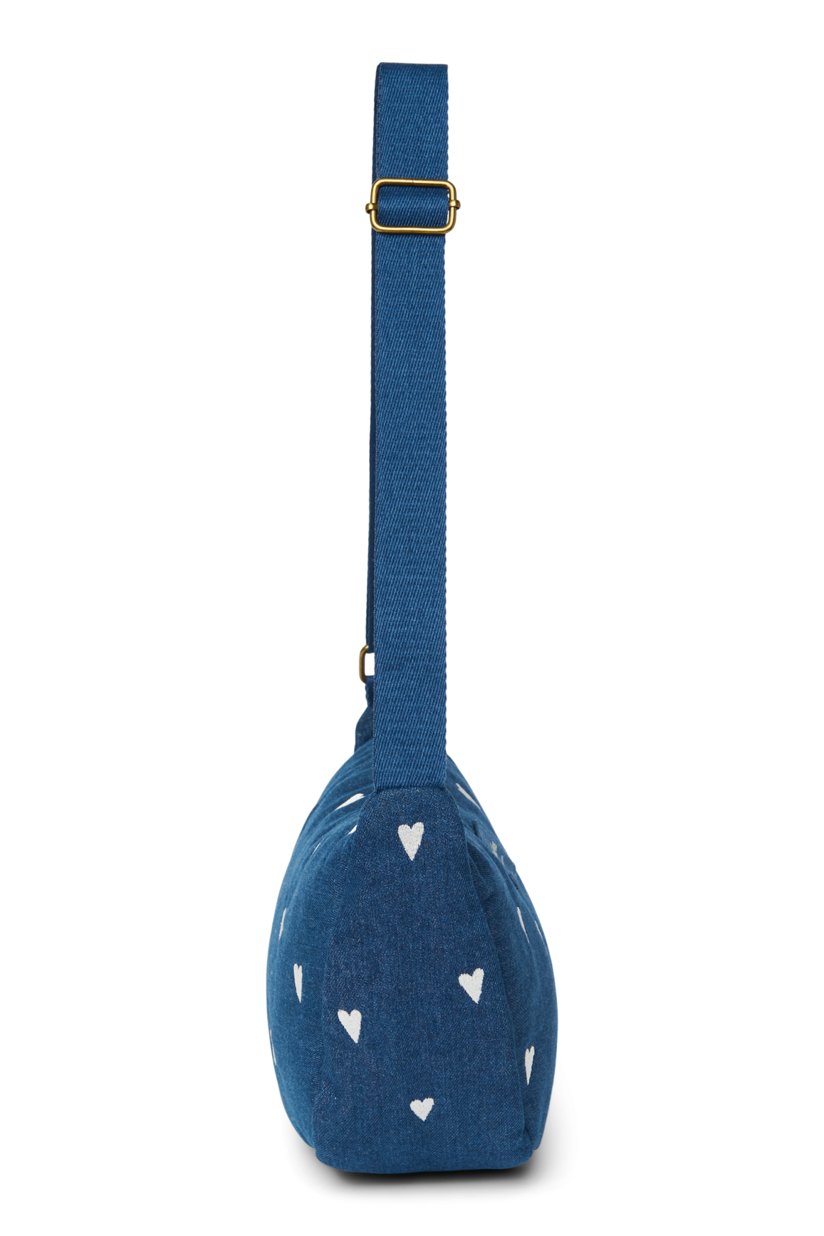 Denim heuptas voor volwassenen | Donkerblauw met witte hartjes