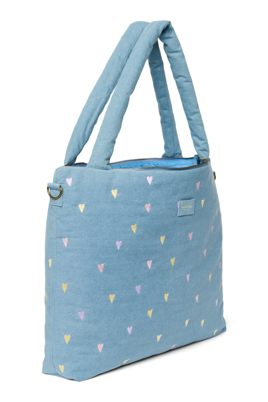 Denim Luiertas | Lichtblauwe Hartjes