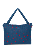 Jeans-Wickeltasche | Dunkelblau Rote Herzen