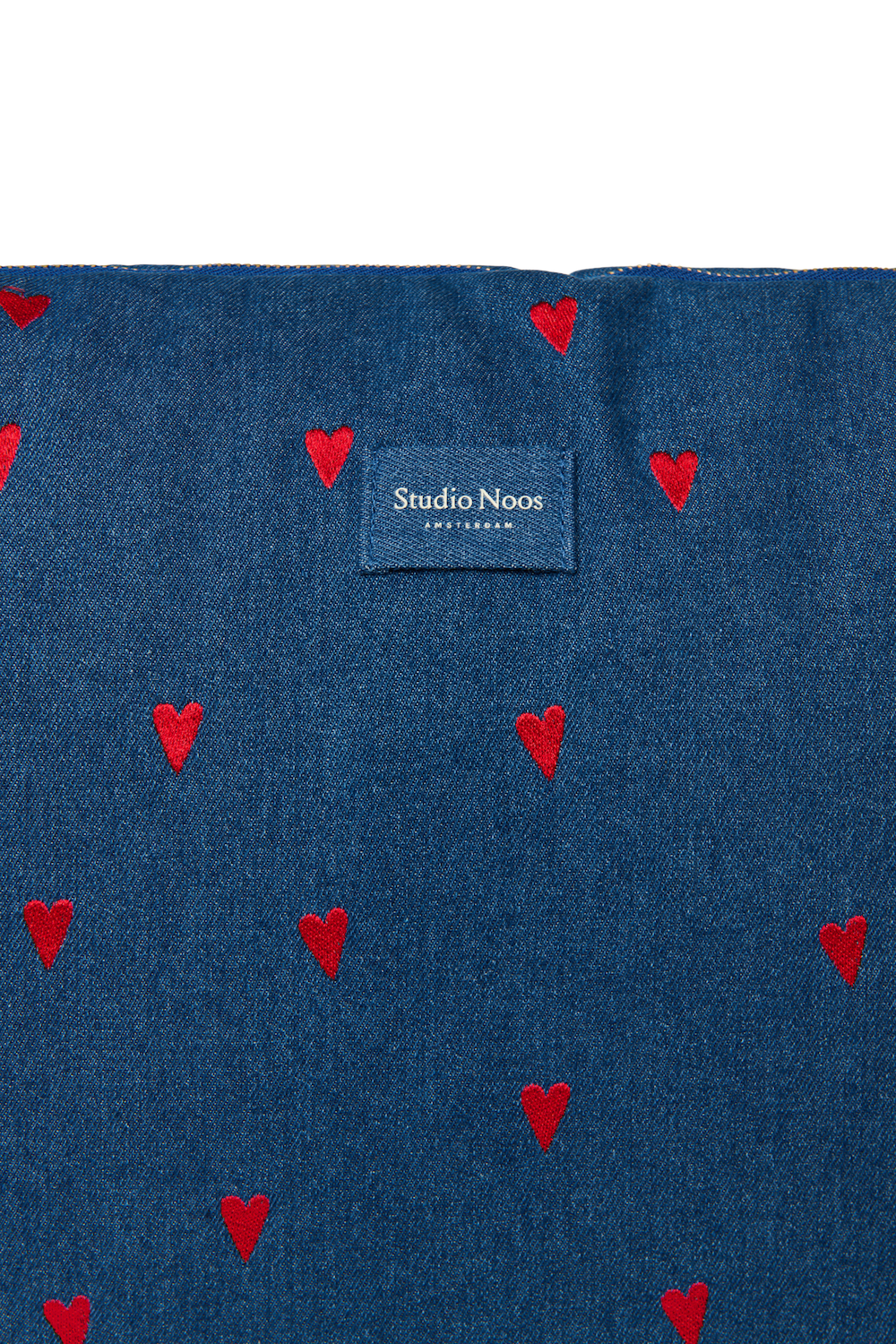 Jeans-Wickeltasche | Dunkelblau Rote Herzen