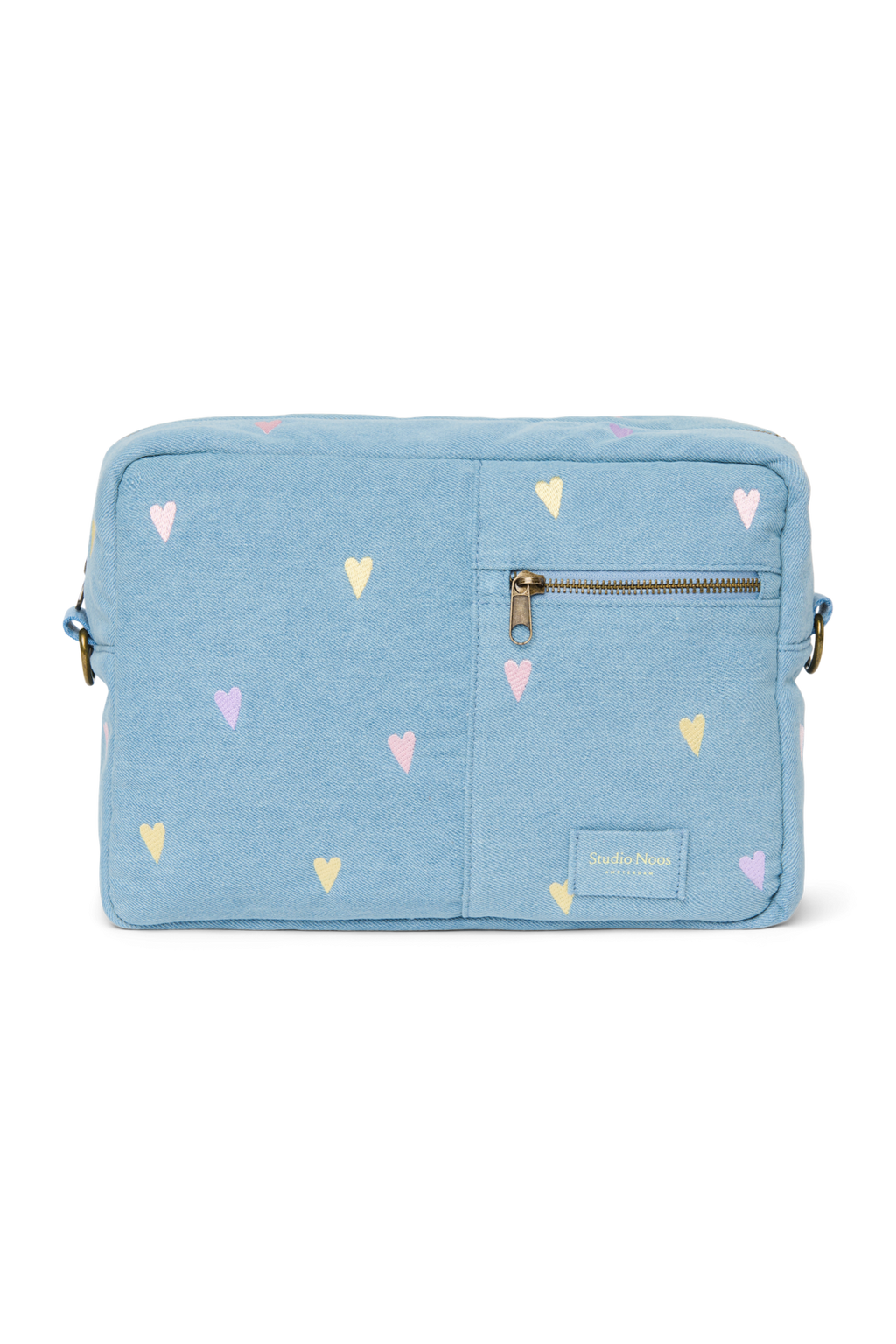 Denim Kinderwagen-Organizer | Hellblaue Herzen