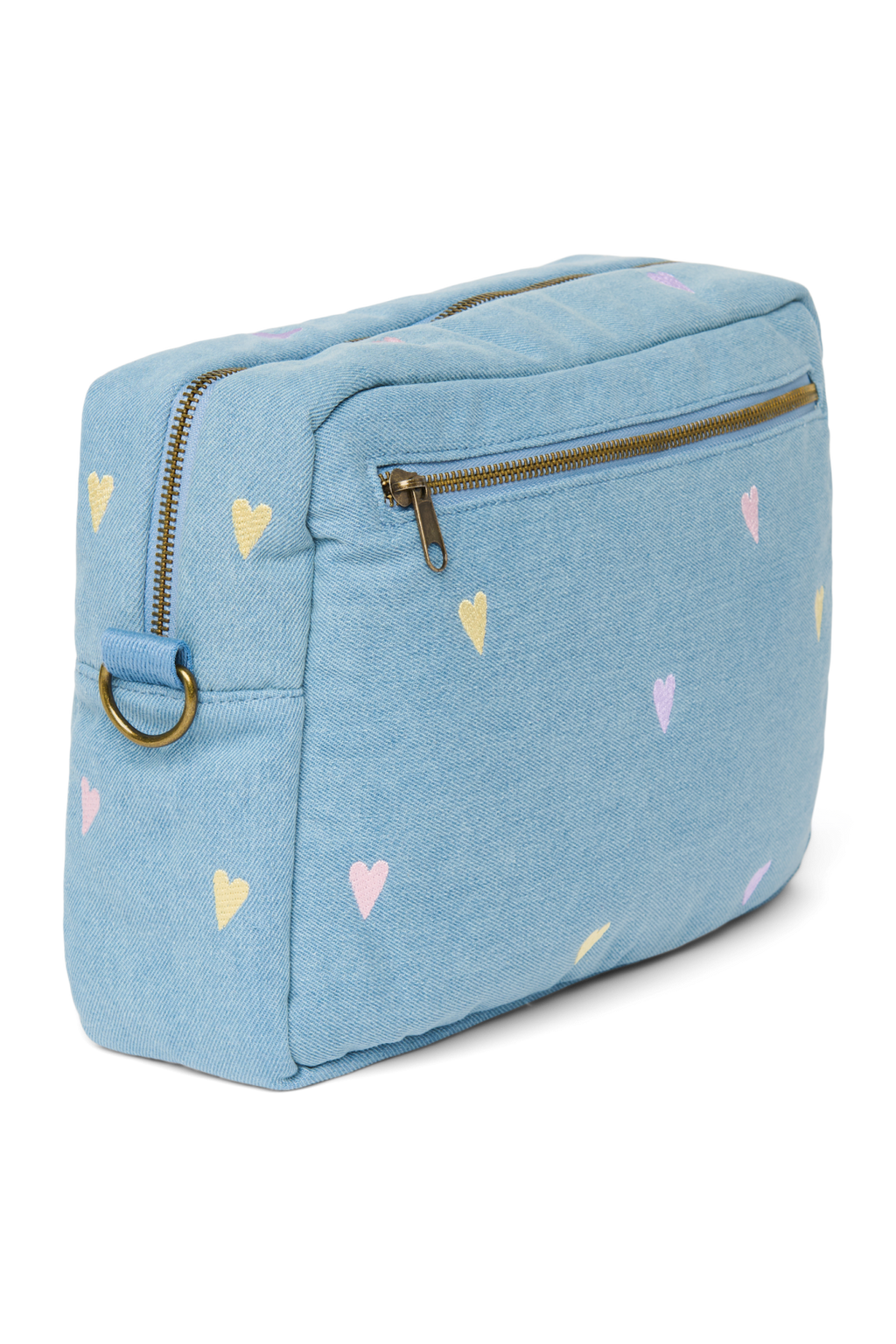 Denim Kinderwagen-Organizer | Hellblaue Herzen