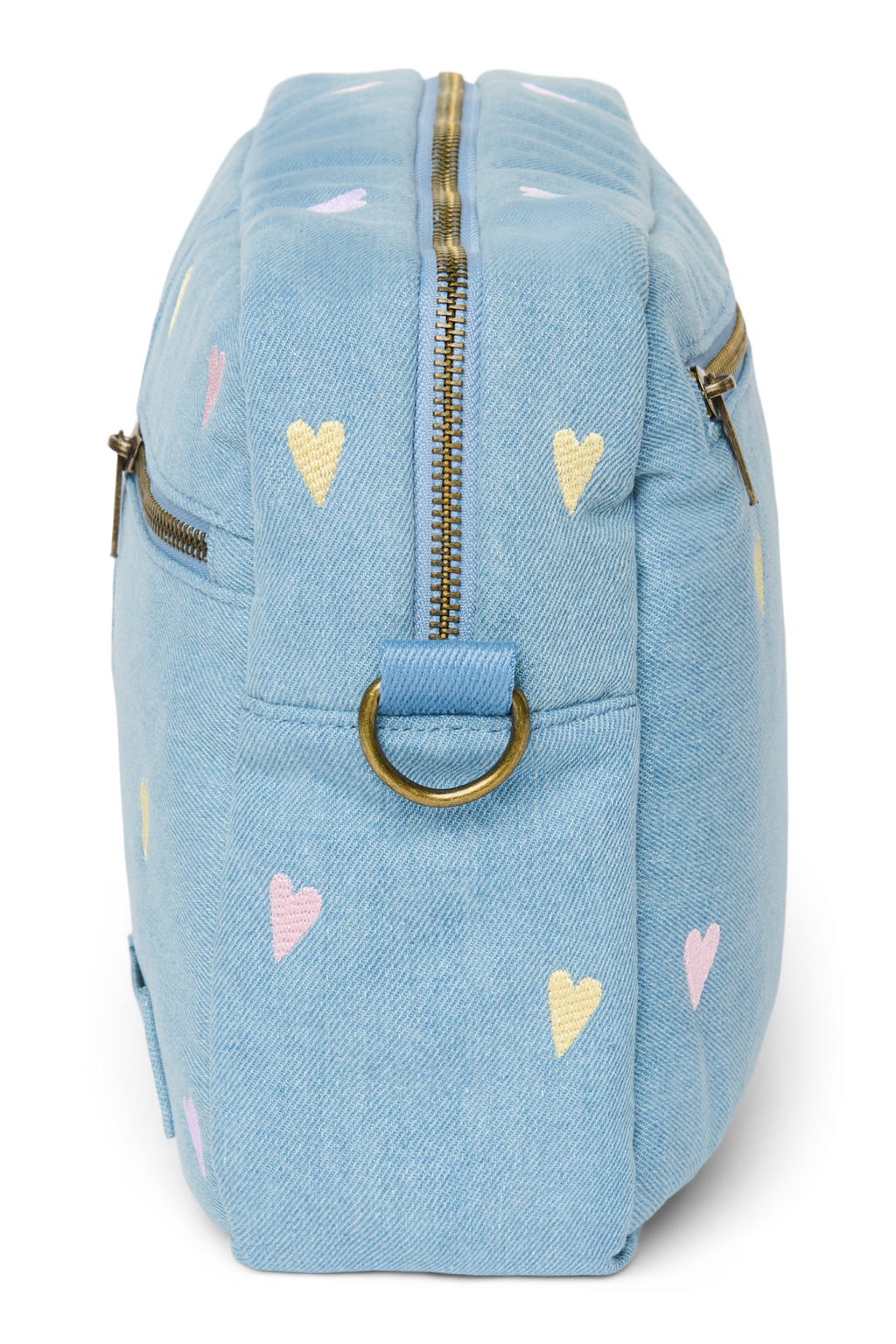 Denim Kinderwagen-Organizer | Hellblaue Herzen
