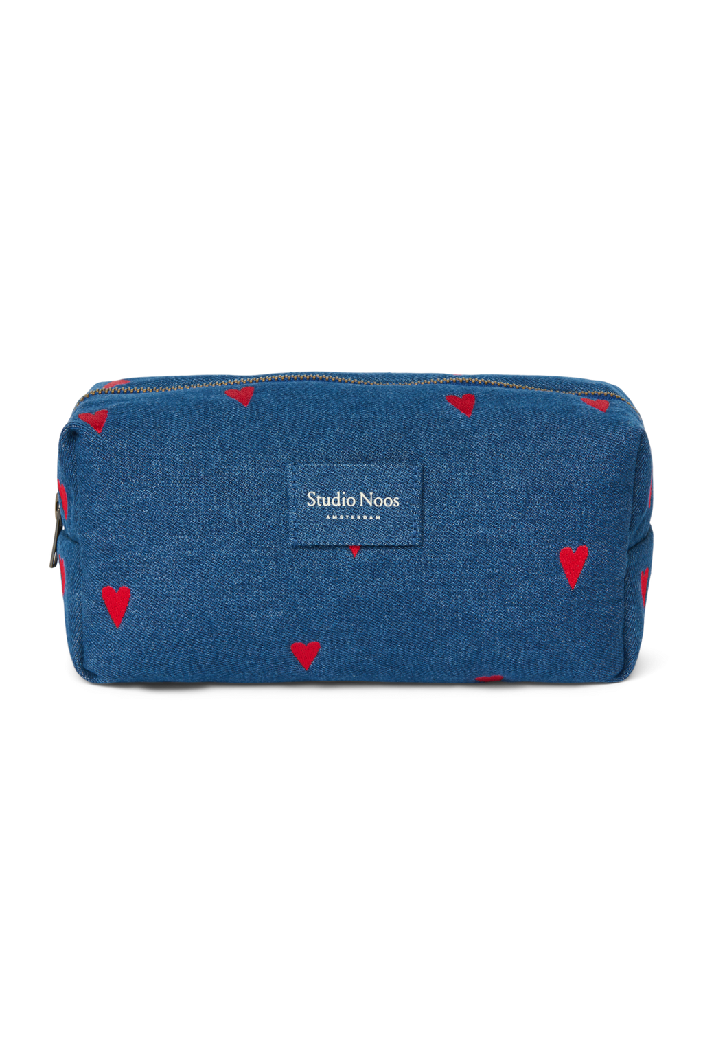 Denimtasche | Dunkelblau rote Herzen