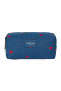 Denimtasche | Dunkelblau rote Herzen