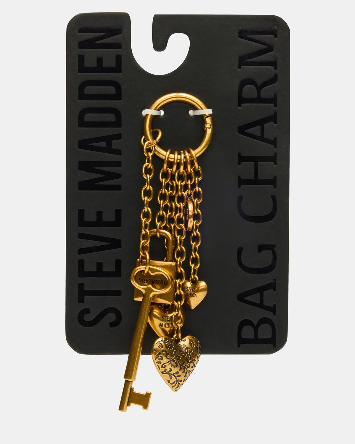TOKEN Gold Key Heart Lock Bag Charm Accessory | Steve Madden