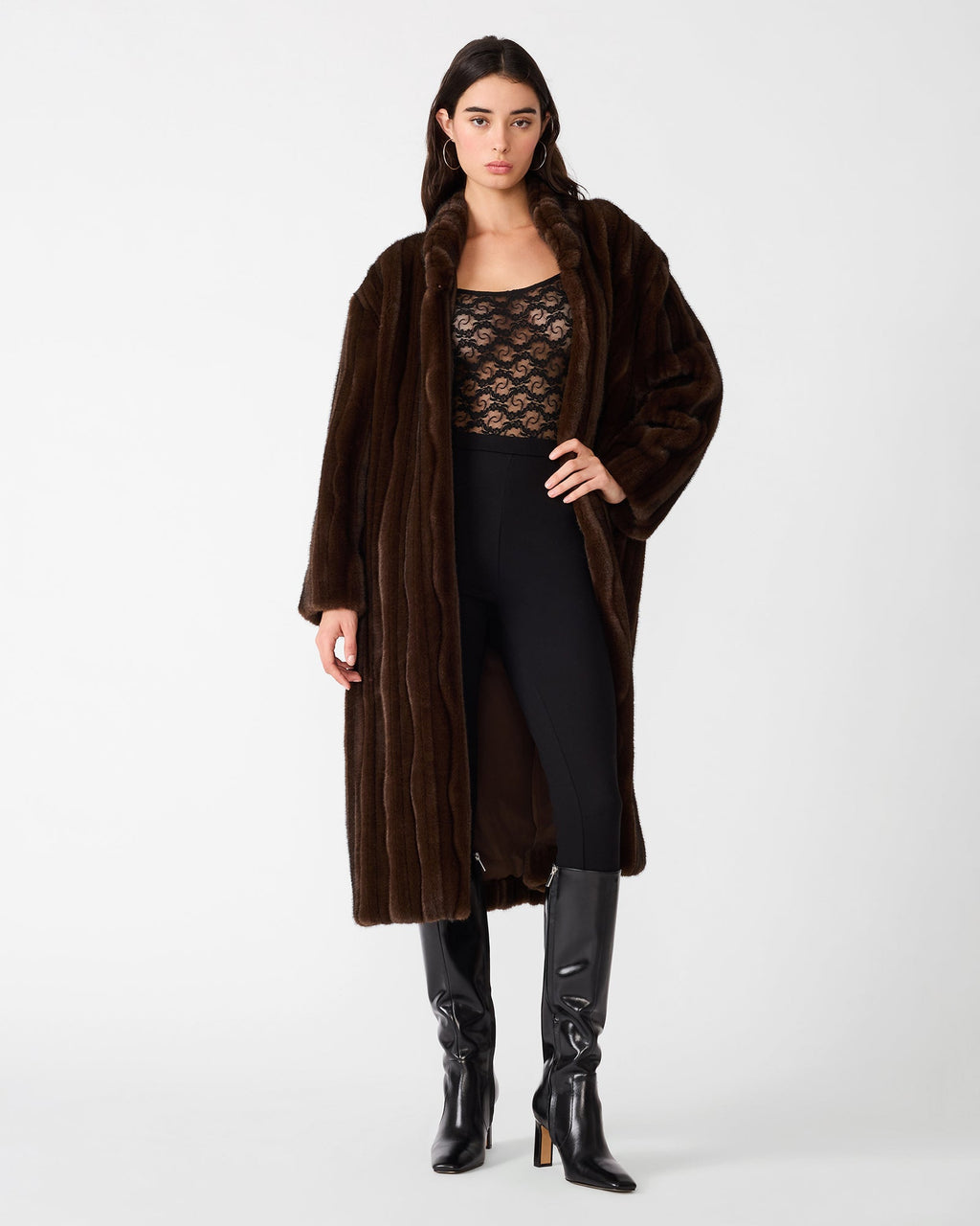 PECLAIR Wolf Brown Faux Fur Women's Jacket | Steve Madden