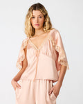 MARYANA Ballet Pink Cape-Style Lace Women's Top | Steve Madden