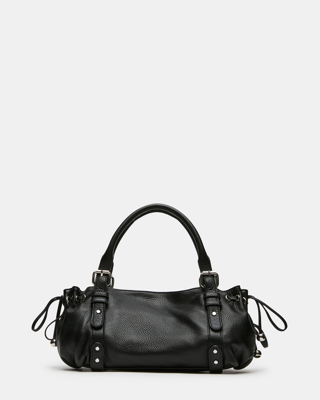 ALBA Black Leather Slouchy Satchel Top Handle Handbag | Steve Madden