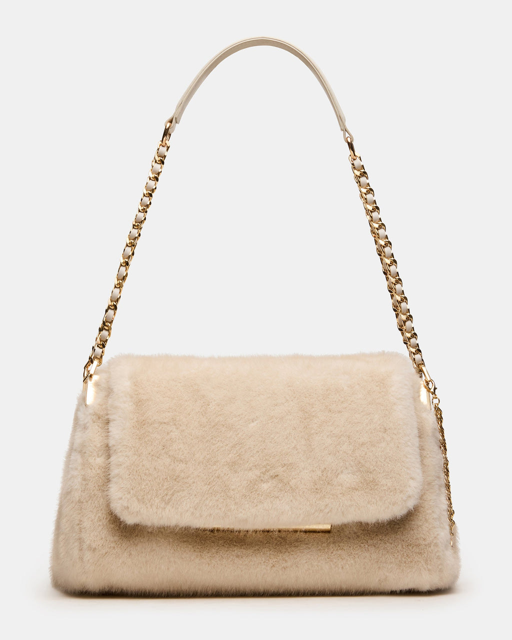 COLETTE Faux Fur Natural Quilted Chain Shoulder Handbag | Steve Madden