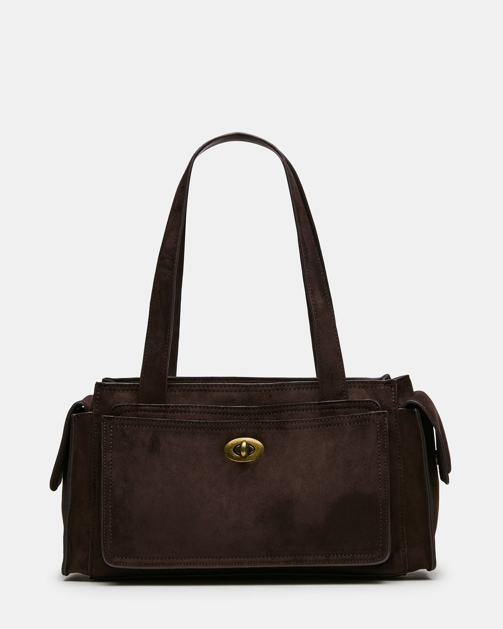 TARO Chocolate Structured Satchel Shoulder Handbag | Steve Madden
