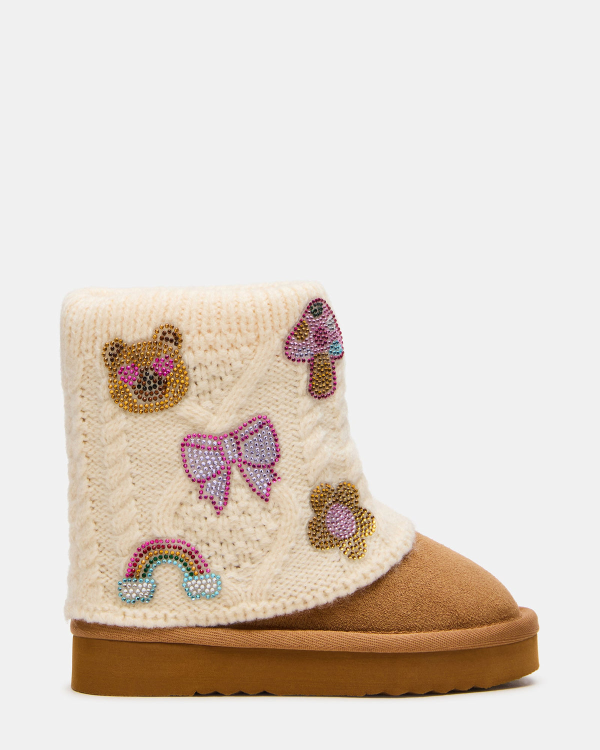 Toddlers' SADIEE Cognac Knit Platform Girls' Ankle Boot | Steve Madden