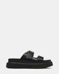 BRYNN Black Leather Slide Footbed Platform Women's Sandal | Steve Madden