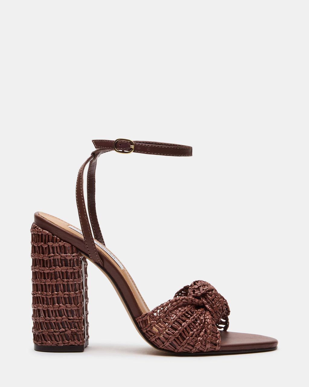 CHEYLA Woven Brown Raffia Women's Block Heel | Steve Madden