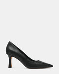DELLA Black Leather Pointed-Toe Pump Women's Heel | Steve Madden
