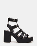 ESME Black Leather Fisherman Strappy Platform Women's Sandal | Steve Madden