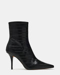 HELEENA Black Eel Pointed-Toe Stiletto Women's Ankle Boot | Steve Madden