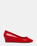 KLUTZY Red Patent Ballet Wedge Bow Round-Toe Women's Heel | Steve Madden