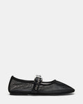 MITSY Black/Black Mary Jane Mesh Ballet Women's Flat | Steve Madden