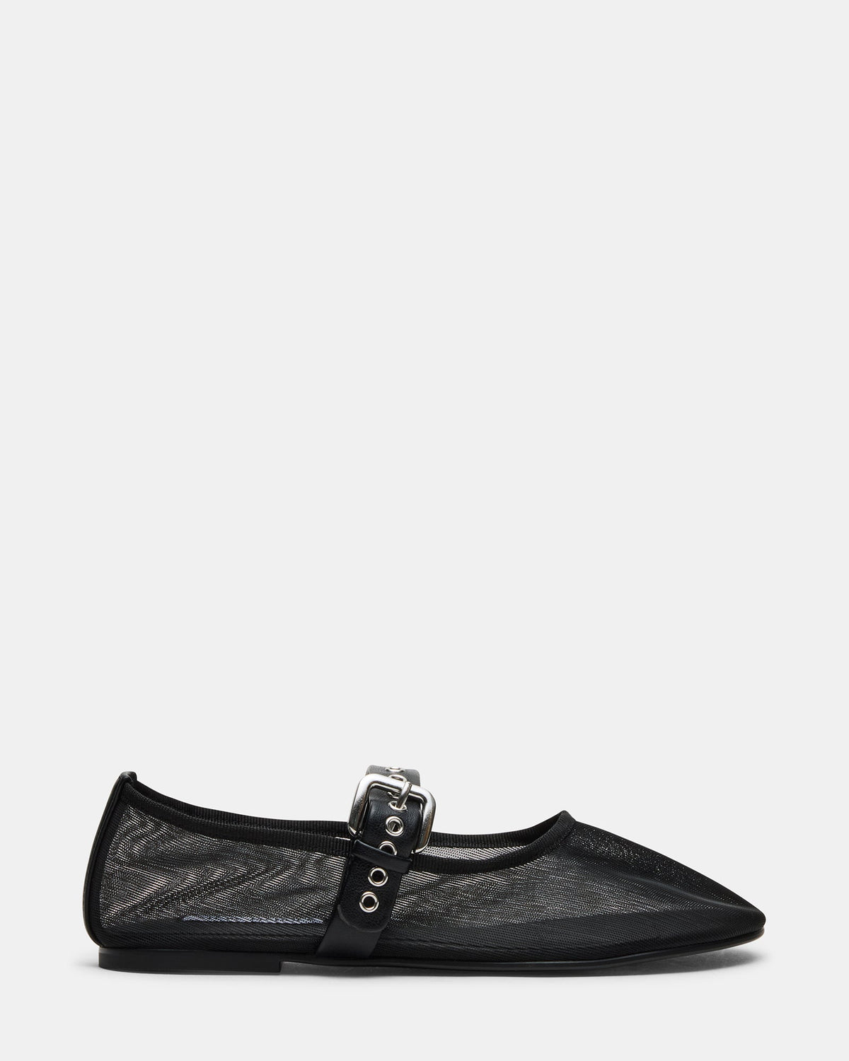 MITSY Black/Black Mary Jane Mesh Ballet Women's Flat | Steve Madden