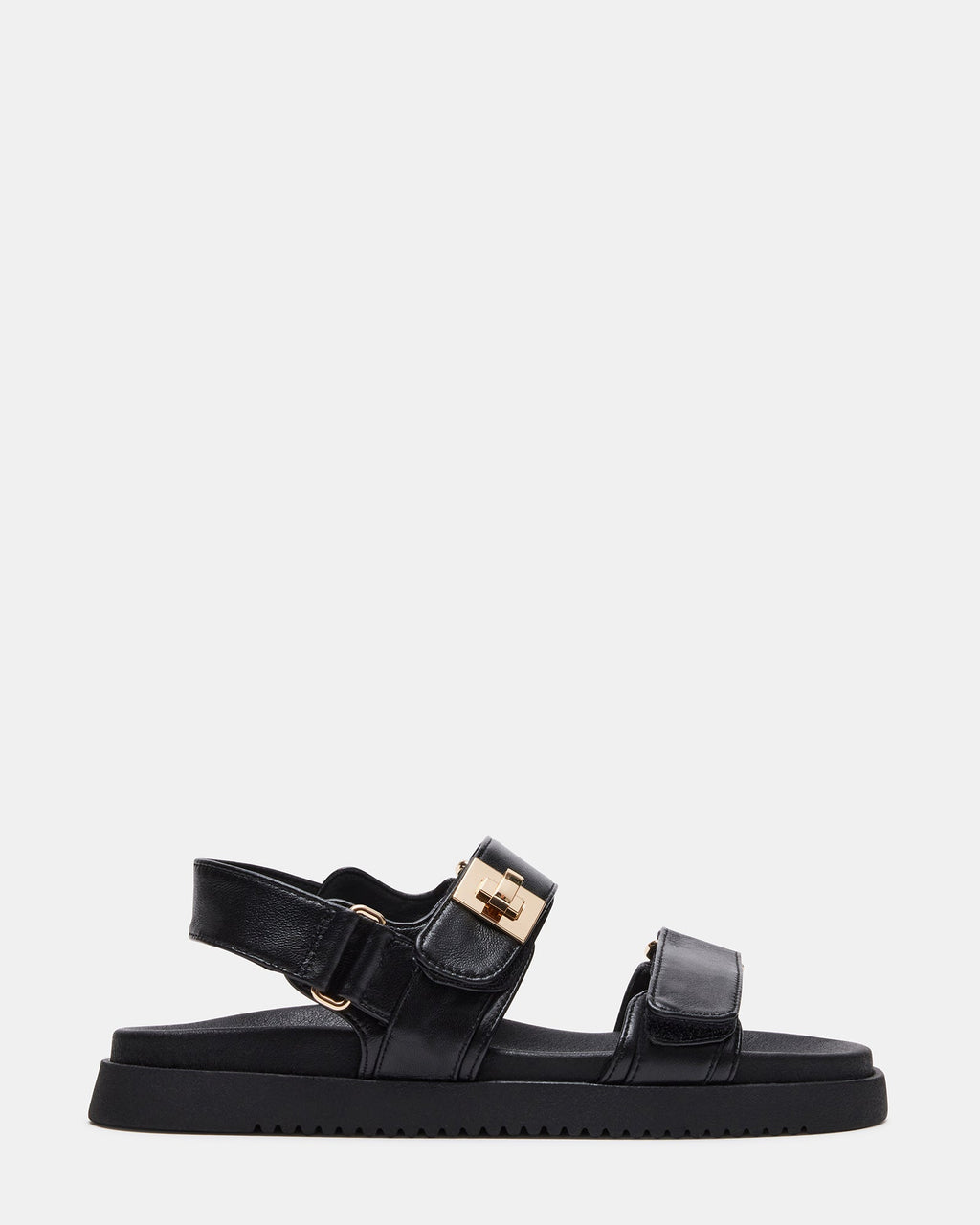 MONA Black Leather Flatform Women's Sandal | Steve Madden