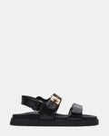 MONA Black Leather Flatform Women's Sandal | Steve Madden