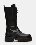 REXX Black Leather Lace-Up Lug Platform Women's Boot | Steve Madden
