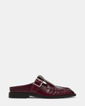 RONA Dark Cherry Leather Mule Slip-On Buckles Women's Loafer | Steve Madden