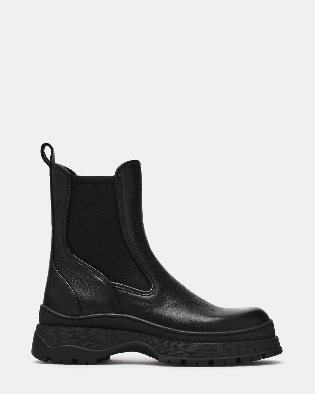 SHERMONTH2O Black Leather Water Resistant Chelsea Women's Ankle Boot | Steve Madden