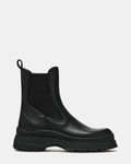 SHERMONTH2O Black Leather Water Resistant Chelsea Women's Ankle Boot | Steve Madden
