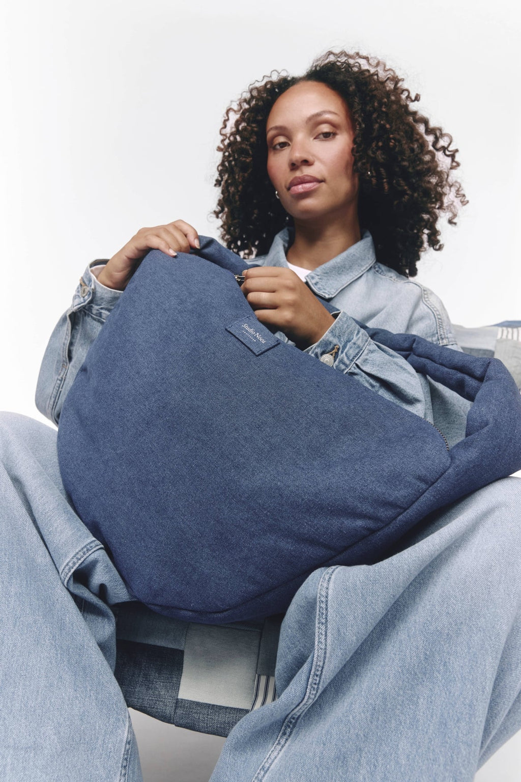 Denim schoudertas | Donkerblauw