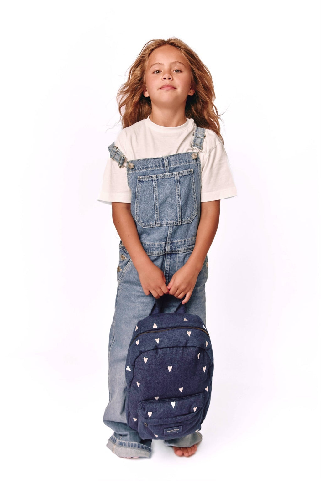 Denim Midi Rugzak | Donkerblauwe Witte Hartjes