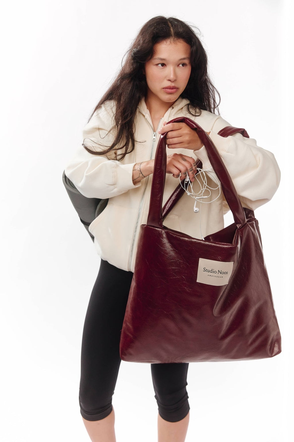 Vegan leren mom bag | Bordeaux